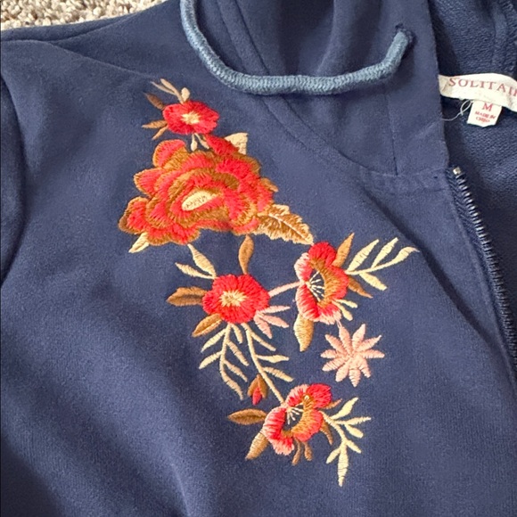Solitaire Navy Jacket with Floral Embroidery - Picture 3 of 12